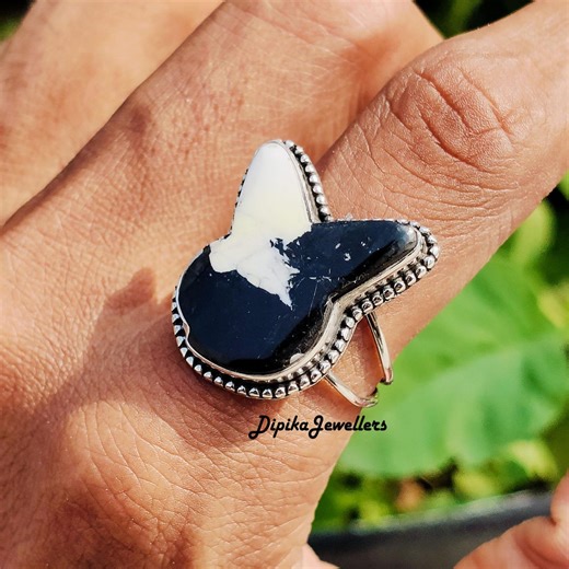 Natural White Buffalo Rabbit Shaped Ring, 925 Solid Silver, Handmade Ring, Gifts for Her - Etsy