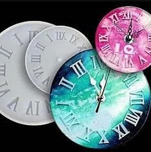 Resin Mould DIY Clock Art Silicone Mold with Roman Numerals Round Wall Clock Transparent Handmade Crafts Set Materials for Beginners (8 INCHES)