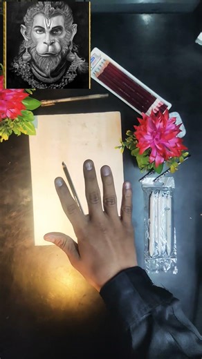 Hanuman ji 🙏🥹❤️#myartistlife #drawing #workingartist #hanuman #lordhanuman