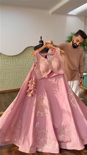 Peach Color Sequence Bids Embroidery work Designer Lehenga #lehenga #handworklehenga #lehengas