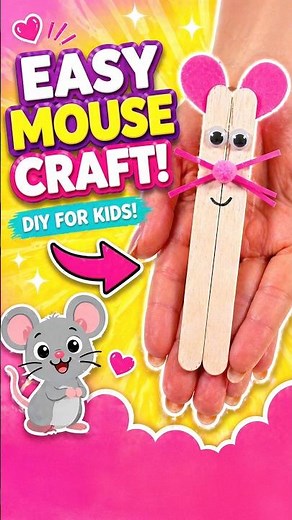 Easy Mouse Craft for Kids 🐭 Popsicle Stick DIY #diy #craft #craftyfun #kids