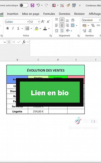 Calculer l'évolution des ventes #evolution #ventes #excel #exceltips #excelfrancais #septembre2024 #exceltipsandtricks #entrepreneur #entreprise #produits #cosmetique #cosmetiques