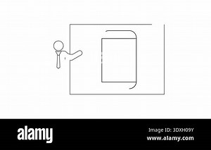Animated line drawing of a presenter introducing a wine opener app on a screen. Simple, clean, and modern design Stock Video Footage - Alamy