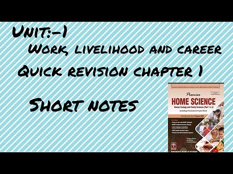 Unit1:-Work, livelihood and career (quick revision with note)class 12th home science