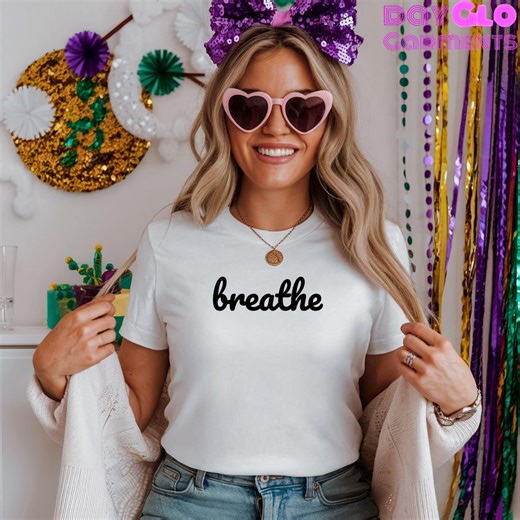 Breathe Slogan T-shirt, Yoga Pilates Meditation Top - Etsy