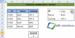 Menggabungkan Combo Box Dengan Rumus OFFSET Dalam Excel
