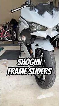 Shogun frame sliders and MZS swingarm spools on 2025 Ninja 500 (Before and After)