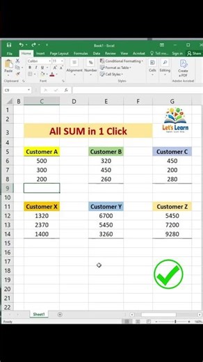 All SUM in one Click. Excel Hacks and Tricks
