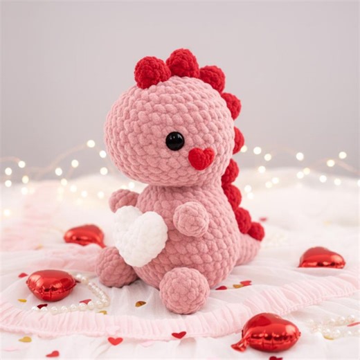 Heart Stegosaurus Crochet Pattern, Dinosaur Love Plush Design, Valentine Theme Amigurumi Pattern, Romantic Handmade Soft Plush Tutorial - Etsy