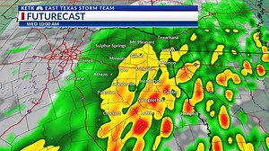 2.4K views · 12 reactions | Here's the futurecast radar Tuesday night through Wednesday. Lots of heavy rain is expected. Most of #EastTexas could see as much as 4" of rainfall! | KETK NBC | Facebook