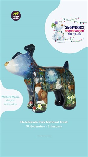 There are brand new sculpture artworks to discover on the Snowdogs Discover trail at Hatchlands Park National Trust, alongside some beloved favourites 🐾❄️ The trail is open until 6 January 2026. Thank you to our wonderful artists Jessica Perrin, Tim Sutcliffe, Gayani Ariyaratne, Kitty Dinners Illustration, JR Oatts and Eden Designs Murals - Donna Newman Want some Snowdog magic of your own? Shop our ceramic figurines now 🛍️ https://www.wildinart.shop/ | Snowdog Art Trails
