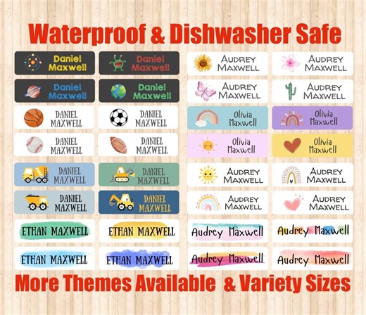 Personalized Waterproof Name Labels: School & Daycare Supplies - Etsy