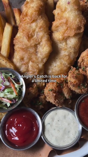 Fish Fry-Day is BACK! Dive into Angler’s Catch: a generous portion of lightly tempura-battered cod, signature seasoned crispy shrimp, and crispy fries for just $20.9 🍤🍟 Available today & Fridays, only for a limited time prices, product, participation may vary per location #fishfry #fishfriday #bonefishgrill #fishandchips