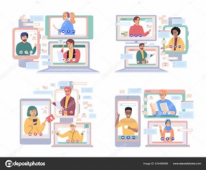 Virtual Meeting Online Teamwork Desktop Computer Group Colleagues Taking Part