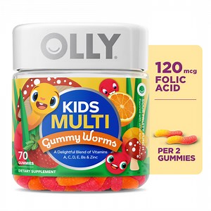 OLLY Kids Multivitamin Gummy Worm Supplement for Kids, Vitamins A, C, D & Zinc, 70 Ct