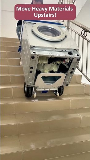 Move heavy machine upstairs with electric stair climbing hand truck easily.