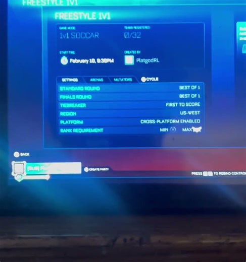 I do rocket league free styling tournaments on every weekday