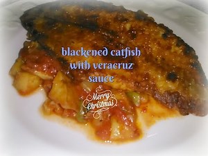 Blackened catfish with veracruz sauce