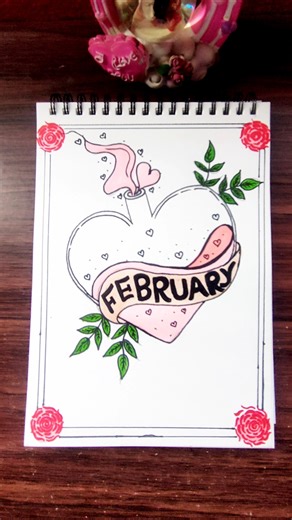 Unique And Beautiful Front Page Idea:- February 💖#shorts #diy #trending #frontpage #shortsfeed#viral