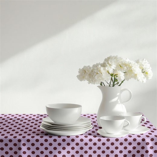 Dusty Pink Polka Dot Tablecloth – Burgundy Dot Pattern, Cottagecore Dining Decor, Romantic Farmhouse Table Linen - Etsy