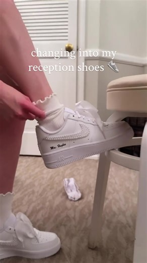 this is your sign to change shoes at your wedding 👟🤍 • • • #wedding #weddingday #bride #sneakers #brideshoes