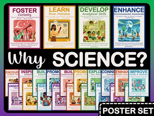 Science Classroom Posters: STEM Decor, Inspirational Quotes (PDF Download Set of 24) - Etsy