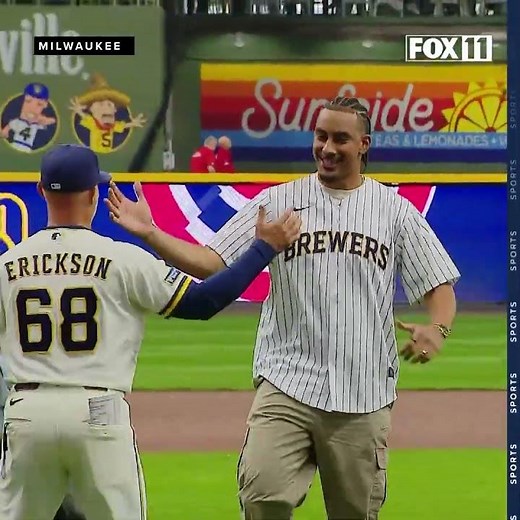 Packers' Jordan Love throws out first pitch at Brewers opening day