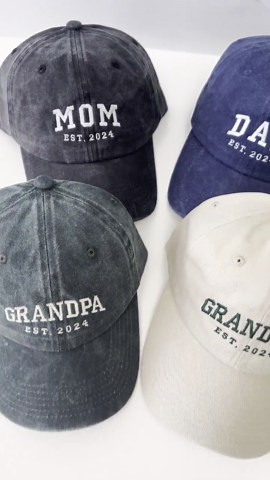 Custom Embroidered Hat, Personalized Date, Matching Vintage Baseball Hat, Gift for New Dad Mom, Pregnancy Announcement, Mothers Day Gift - Etsy