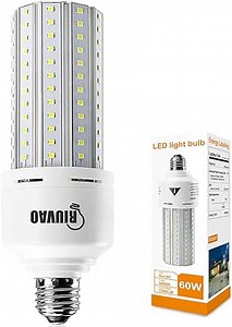 60W LED Corn Bulb 500W Equivalent Led Light Bulb 7500 Lumen Bright 5000K Daylight White E26/E27 Medium Base for Large Area Outdoor Indoor Garage Warehouse Factory Backyard