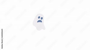 Paranormal ghost flying up 2D character animation. Haunted places flat cartoon 4K video, transparent alpha channel. Horror shadow. Howling ghost Halloween animated personage on white background