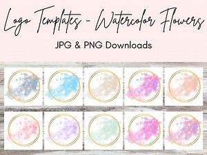 Circle Clipart | Circle border frame | Logo Clipart | Flower Watercolor clipart | PNG & JPG, Instant download
