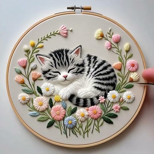 punch needle embroidery：cat