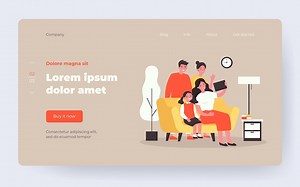 Happy family using tablet for video call. parents, kid, grandparent flat vector illustration. communication, love, togetherness concept for banner, website design or landing web page | Premium Vector