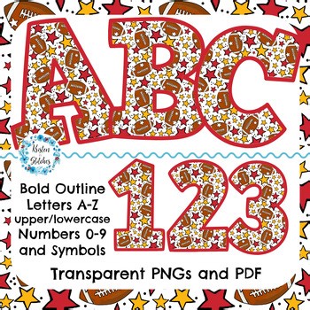 Football Alphabet Letters A-Z Numbers 0-9 Symbols PDF Transparent PNGs KC Chiefs