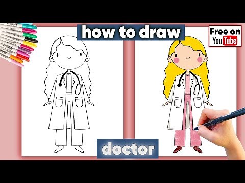 How to draw a doctor easy for kids | draw a girl | Nanny Julie