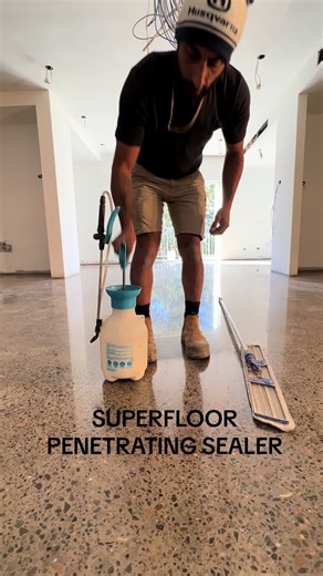 APPLYING PENETRATING SEALER TO REAL POLISHED CONCRETE.. ONE OF MY FAVOURITE STEPS IN THE POLISHING PROCESS! STAY TUNED TO SEE THE FINAL BUFF! #polishedconcrete #saynammour #justsaynammour #concrete #concretepolishing #sealer #penetratingsealer #floor #craftsman #staytuned #sydney #construction #office #husqvarna #superfloor #geostone