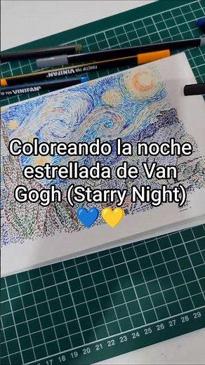 Coloreando la noche estrellada de Van Gogh (Starry Night) 💙💛 #dibujosdelguille #nocheestrellada