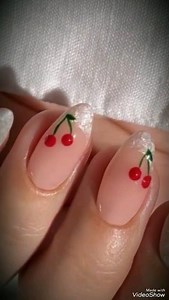 Decoração de Unhas em Gel com Cerejas🍒 #unhas