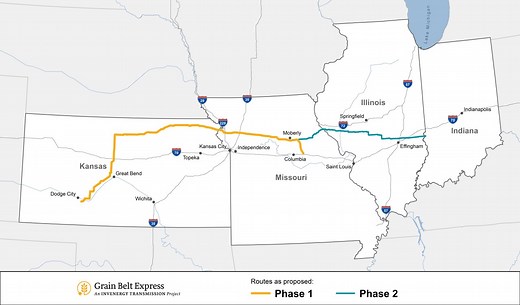 Grain Belt Express, multistate wind-powered transmission line, approved in Missouri