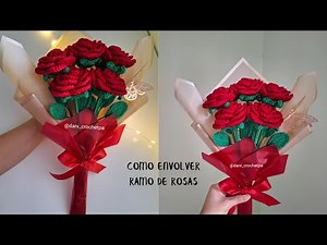 Cómo envolver un RAMO DE FLORES Tejidas, con poco Papel Coreano🌹🤭