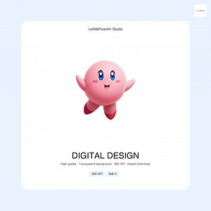 Kirby Cartoon PNG Design – Vibrant Gaming Art (Digital Download)