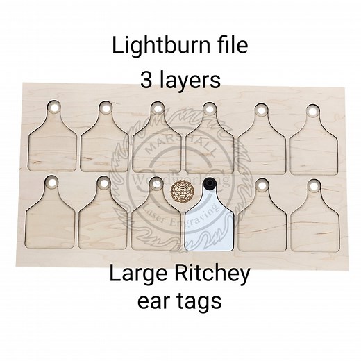 Large Ritchey Ear Tag Template Files Only - Lightburn, SVG, DXF for CO2 or Diode Lasers (gantry Lasers) - Etsy