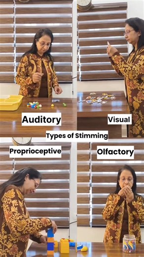NEETU VERMA on Instagram: "Stimming is the brain’s natural way of self-regulation — it helps children manage emotions, sensory overload, excitement, stress, and focus 💙 It is not “bad behavior” or something to be forcefully stopped. It is communication without words. 🔊 Auditory stimming may include humming, repeating sounds or words (echolalia), tapping objects, or listening to the same sound repeatedly. These sounds help children calm their nervous system, block overwhelming noise, or feel em