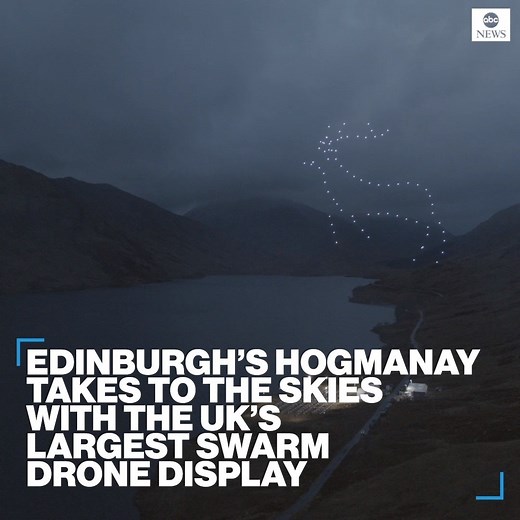 144K views · 3.3K reactions | LOOK UP: With Edinburgh’s famous Hogmanay festival forced online due to COVID-19 restrictions, 150 individual drones took to the skies above Scotland to deliver the U.K.’s largest swarm drone show as we look to close the door on 2020 and celebrate the start of 2021. https://abcn.ws/38asDSU | ABC News | Facebook