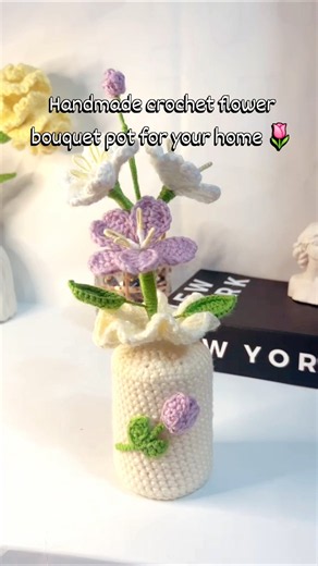 Crochet Bouquet Pot 🌷 | Handmade Crochet Flowers | Easy Home Decor Idea