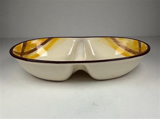 Mid-century Divided Ceramic Serving Bowl – Vernon Kilns Style – Atomic Yellow & Brown – California Modern - Etsy