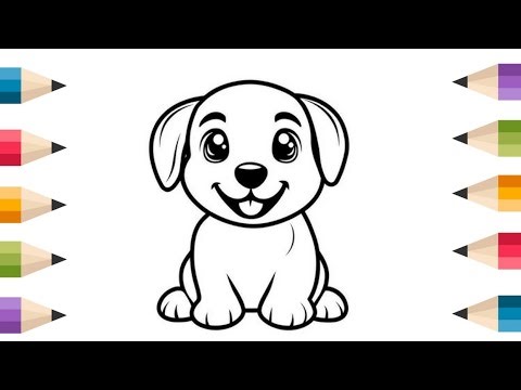 How to Draw Cute Puppy for Kids Puppy Drawing and Coloring for Kids | Puppy Coloring Pages 🎨🎨