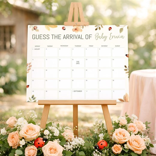 Ladybug Due Date Calendar, Lovebug Baby Shower Due Date Game, Ladybug Baby Shower Guess the Date Printable, Ladybug Baby Shower Decor, Sb168 - Etsy