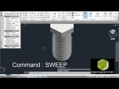 AutoCAD 3D Tutorial - Modeling a Screw (Bolt)