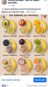 952K views · 4.5K reactions | Nutritious Fruits Puree Recipes For 6+ Month's Old Baby. | Healthy Recipes Tips For Baby's And Kid's. | Facebook